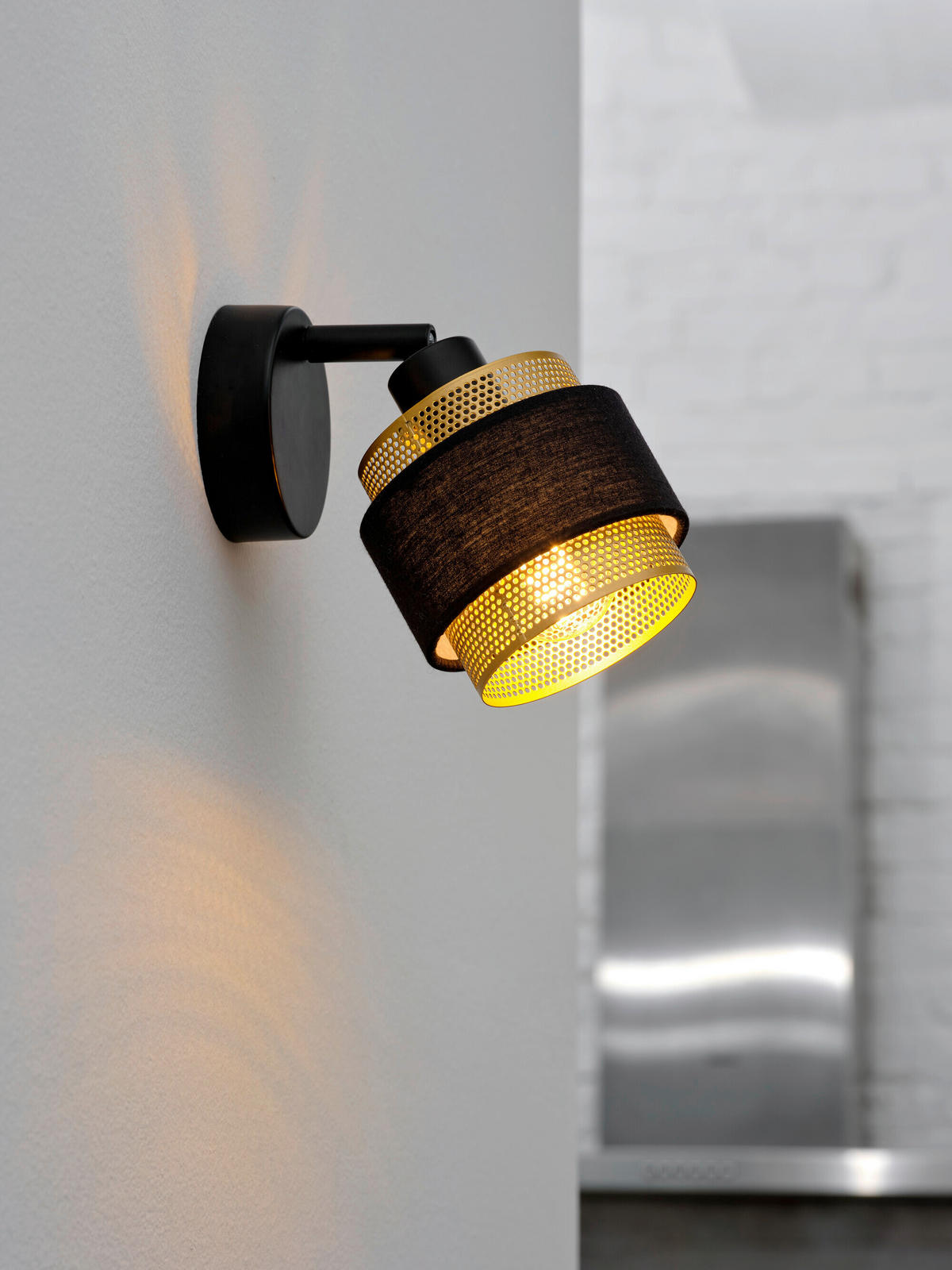 LED-STRAHLER 10/14,5/14,5 cm   - Goldfarben/Schwarz, Basics, Textil/Metall (10/14,5/14,5cm) - Osram