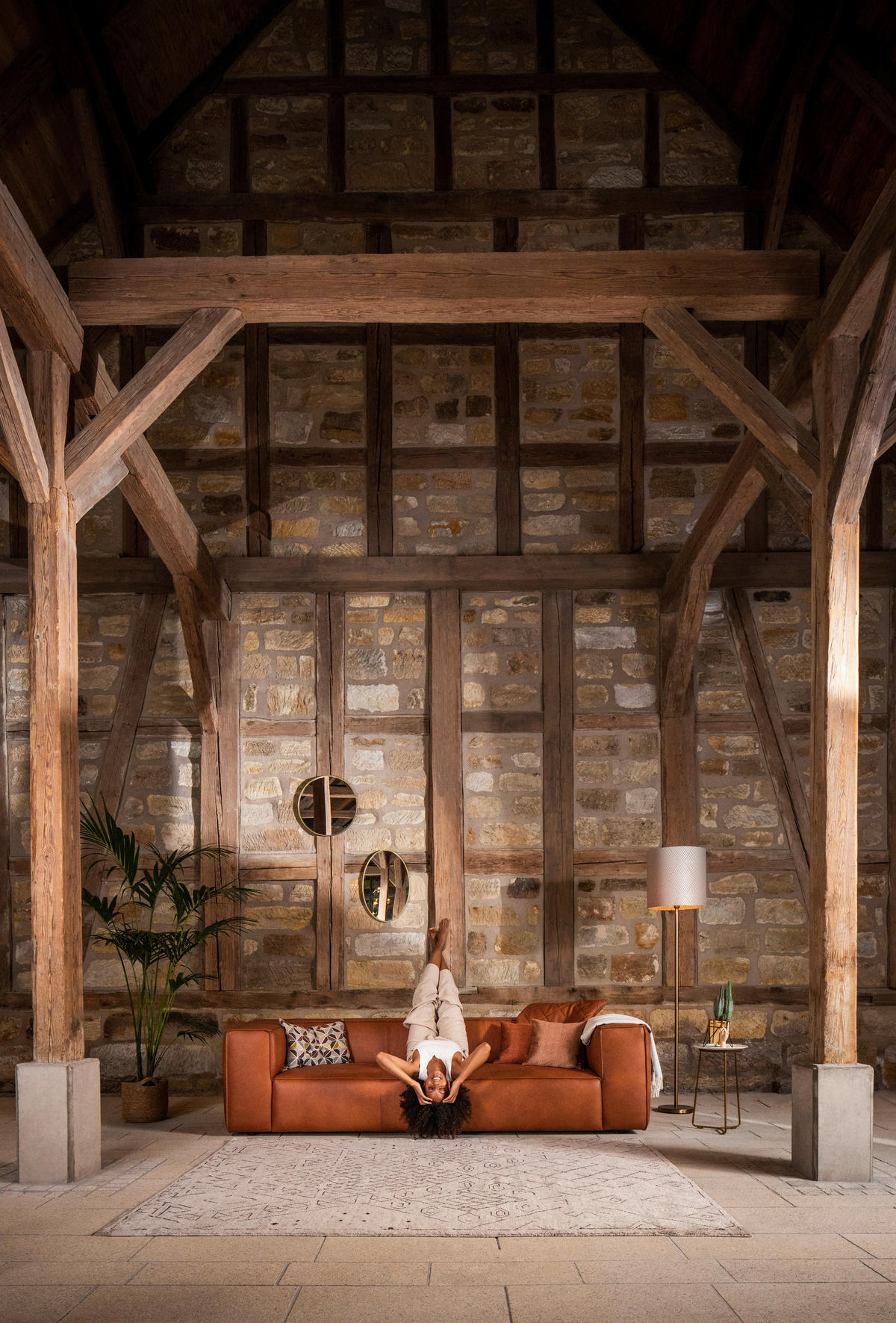 3-SITZER-SOFA in Echtleder Cognac  - Cognac/Schwarz, Modern, Leder/Kunststoff (260/66/104cm) - W.Schillig