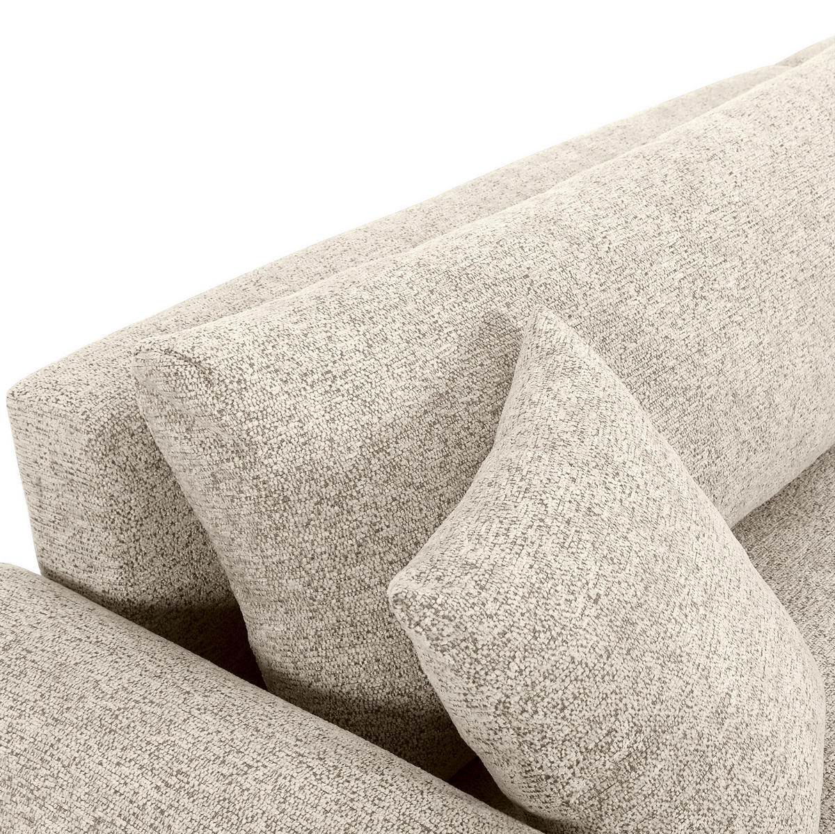 ECKSOFA Beige Flachgewebe Zierkissen, Rückenkissen, Bettkasten, Schlaffunktion, Rücken echt, Liegefläche im Originalstoff  - Beige/Schwarz, KONVENTIONELL, Kunststoff/Textil (145/285cm) - Carryhome