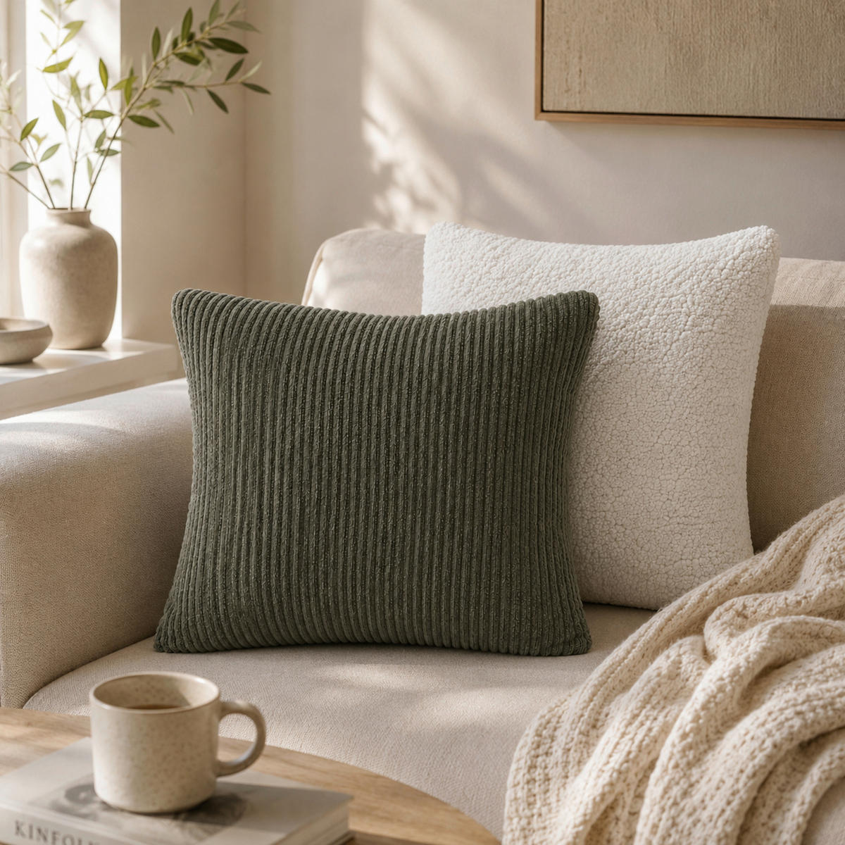 ZIERKISSEN  45/45 cm   - Grün, Basics, Textil (45/45cm) - Esposa