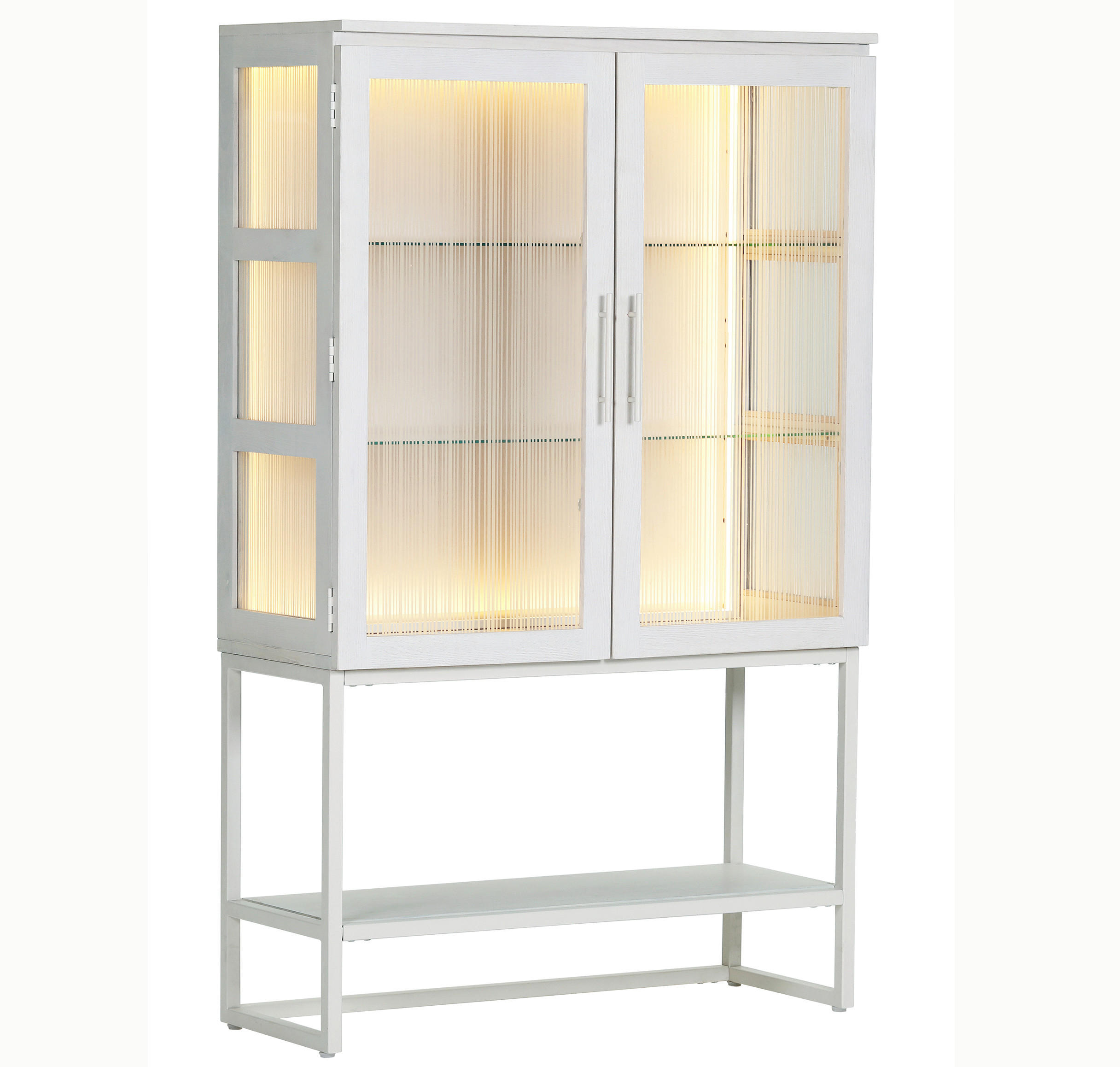 VITRINE  in furniert, massiv Esche Weiß  - Weiß, MODERN, Glas/Holz (100/160/43cm) - Lomoco