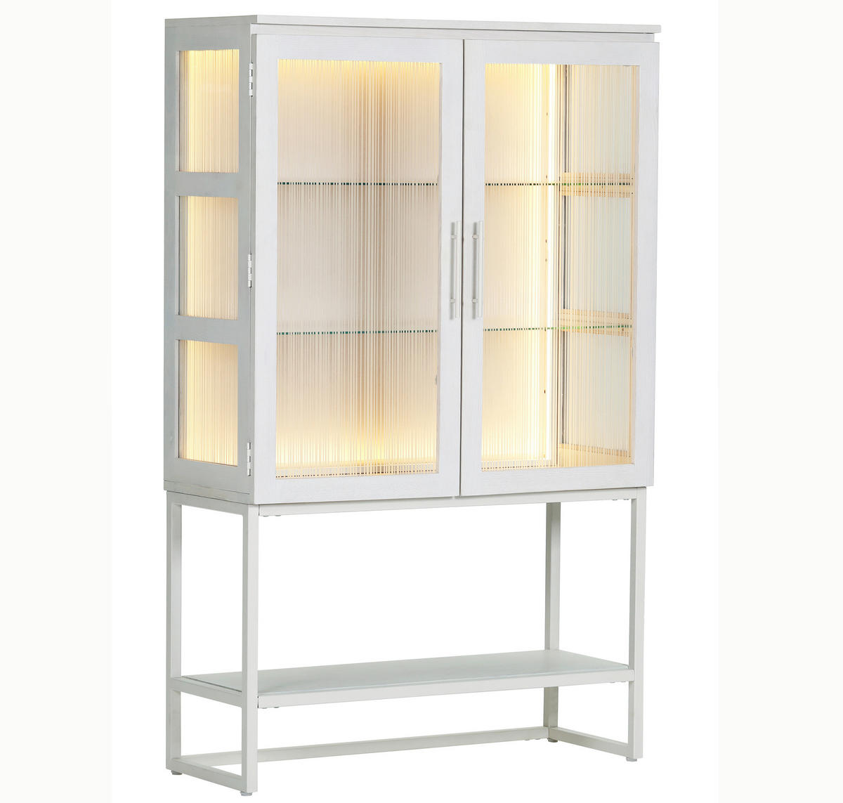 VITRINE  in furniert, massiv Esche Weiß  - Weiß, MODERN, Glas/Holz (100/160/43cm) - Lomoco