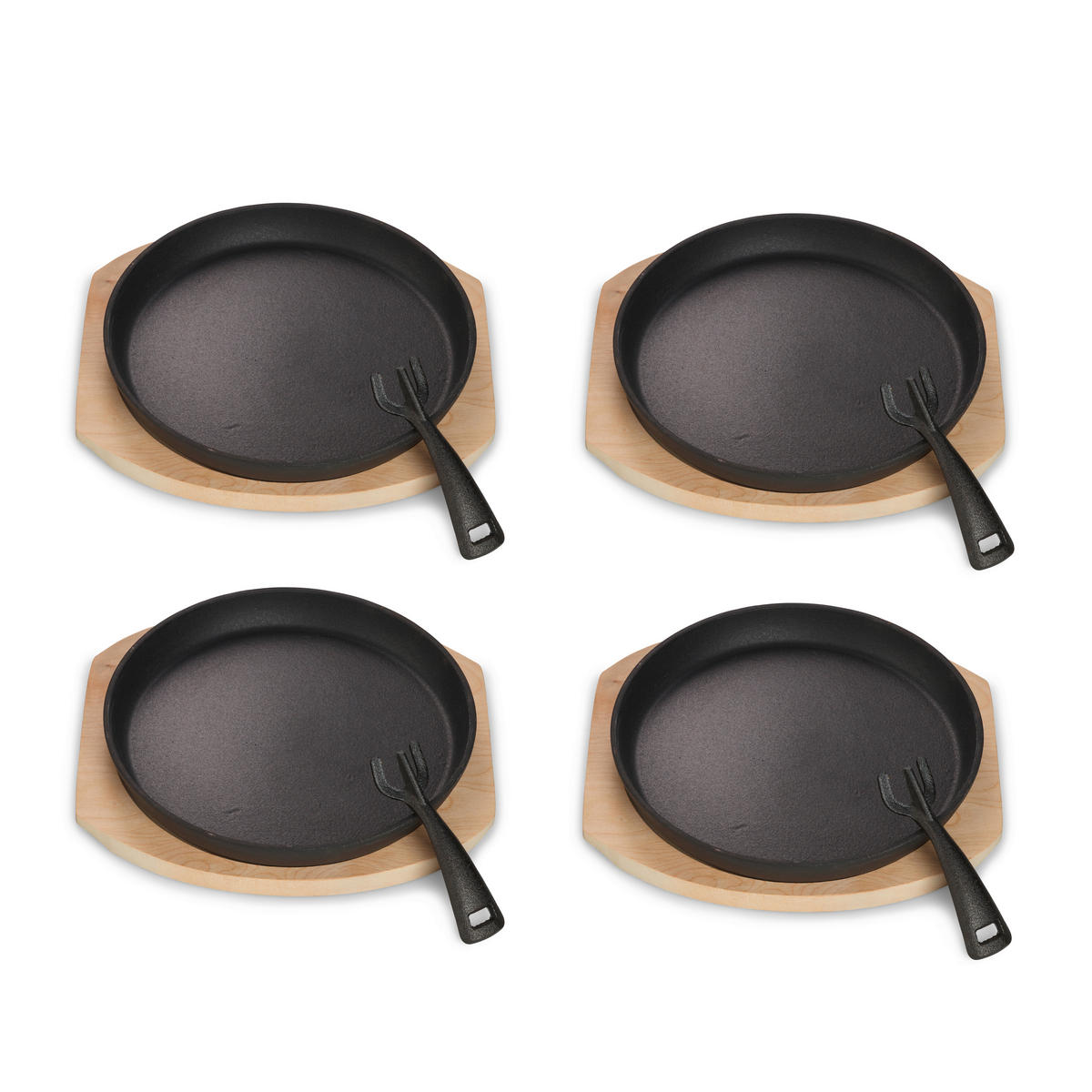 PFANNENSET Rund Gusseisen 4-teilig  - Schwarz, Basics, Metall (26/3cm) - Echtwerk