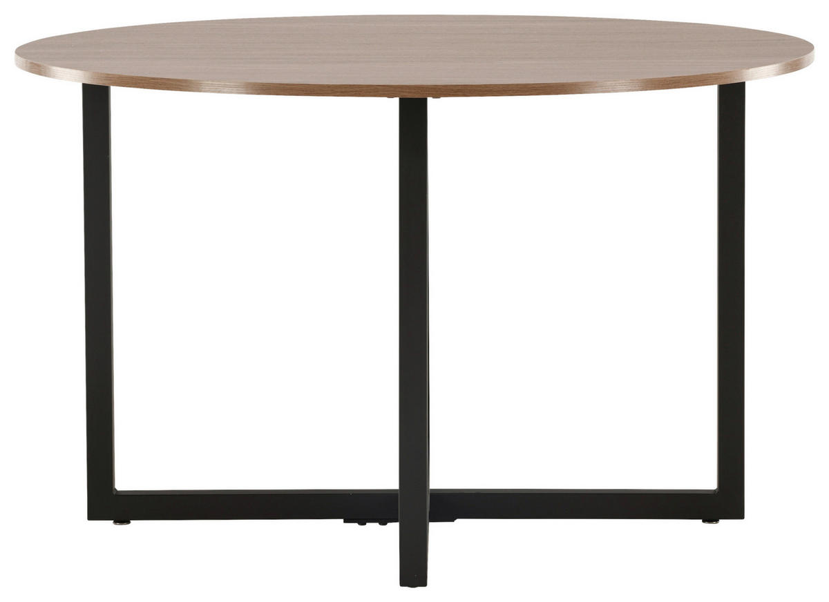 ESSTISCH in Metall, Holzwerkstoff 120/120/75 cm  - Walnussfarben/Schwarz, Design, Holzwerkstoff/Metall (120/120/75cm) - Livetastic