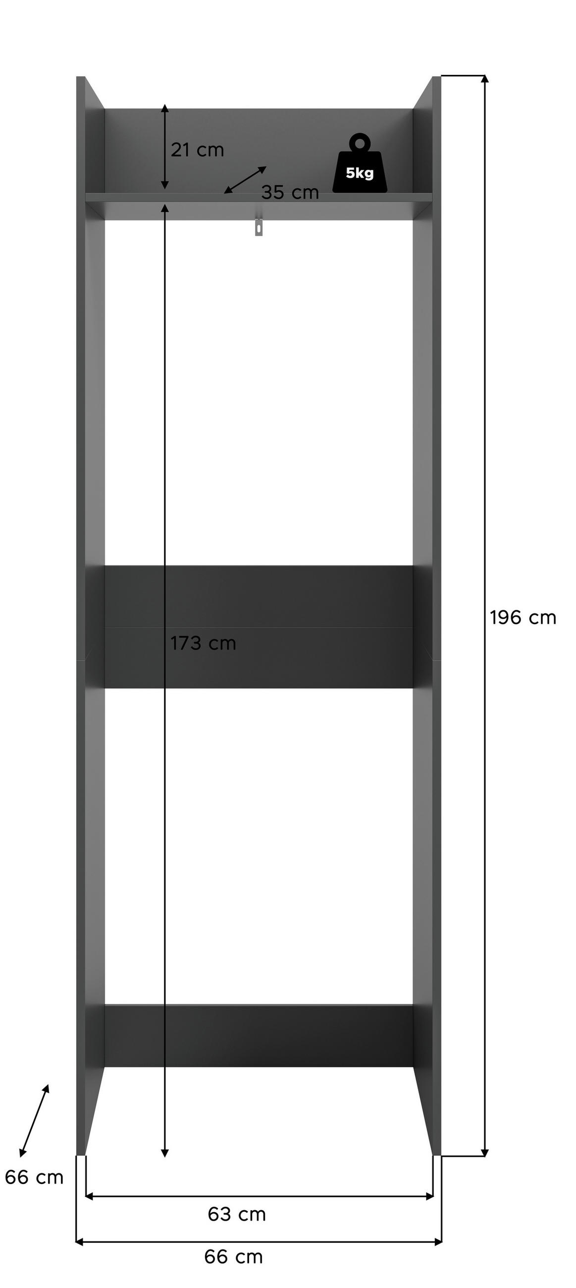 WASCHMASCHINENSCHRANK 66/195/60 cm  in Anthrazit  - Anthrazit/Weiß, Basics, Holzwerkstoff/Kunststoff (66/195/60cm) - MID.YOU