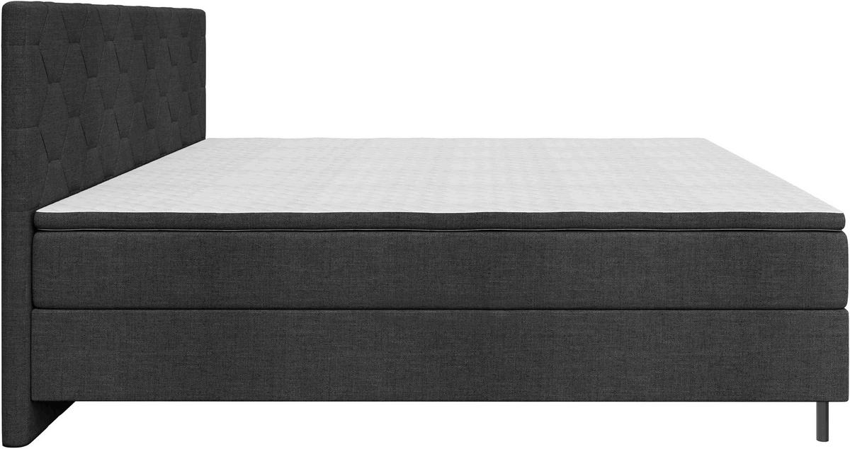 BOXSPRINGBETT 160/200 cm,  in Dunkelgrau, Matratze, Topper, H2 + H2 = mittel  - Dunkelgrau/Schwarz, KONVENTIONELL, Textil/Metall (160/200cm) - Chameo