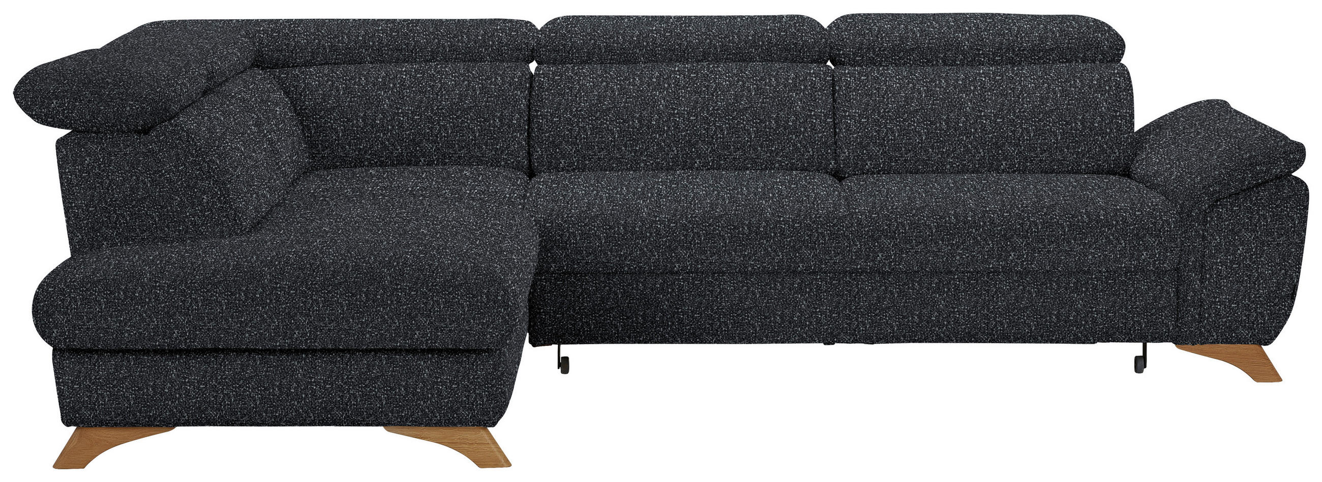 ECKSOFA in Bouclé Schwarz  - Eichefarben/Schwarz, Modern, Holz/Textil (212/287cm) - Valnatura