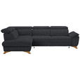 ECKSOFA in Bouclé Schwarz  - Eichefarben/Schwarz, MODERN, Holz/Textil (212/287cm) - Valnatura