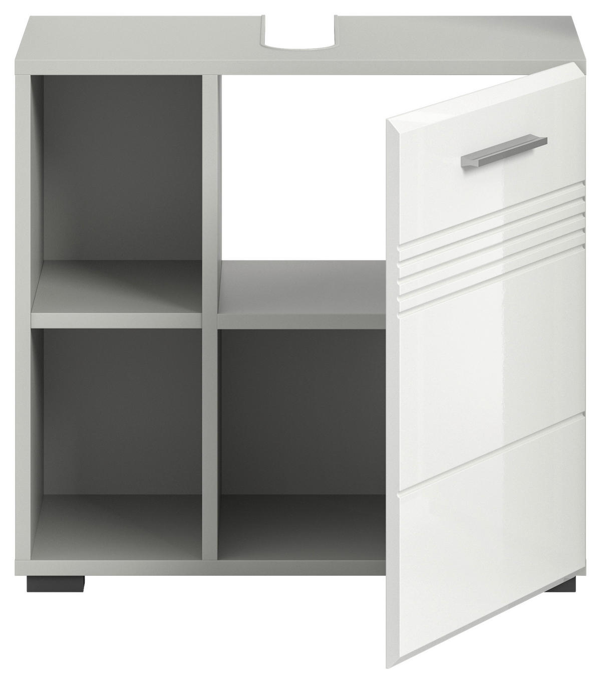SKŘÍŇKA POD UMYVADLO, bílá, šedá, 60/56/32 cm - šedá/bílá, Moderní, kompozitní dřevo/plast (60/56/32cm) - MID.YOU