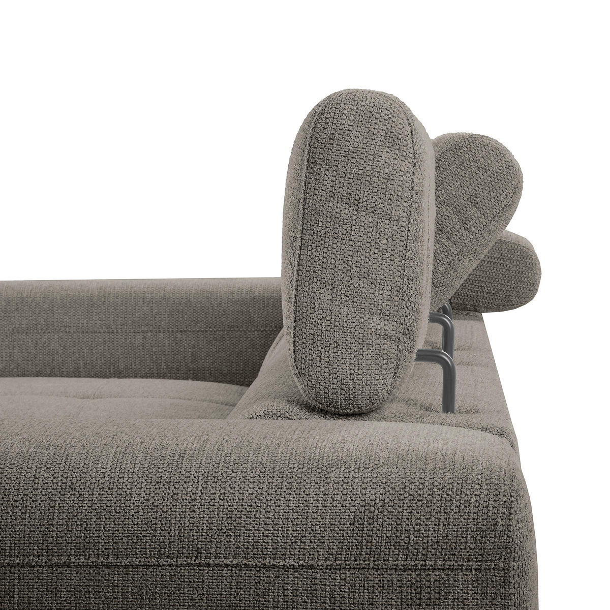 ECKSOFA TORINO Graphitfarben Chenille Bettkasten, Kopfteilverstellung  - Schwarzchrom/Graphitfarben, Design, Textil/Metall (173/247cm) - Livetastic
