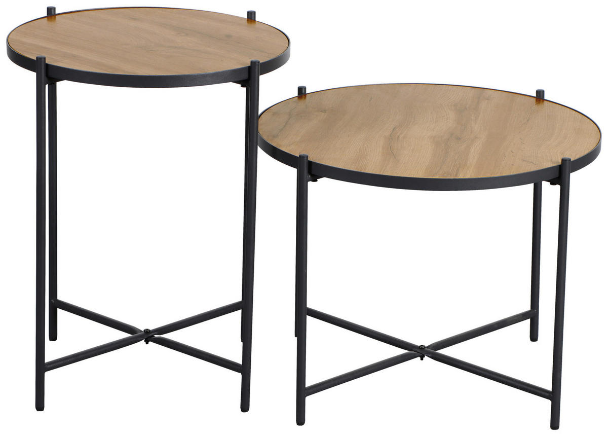 SET MIZ, črna, barve hrasta  - črna/barve hrasta, Basics, kovina/leseni material (42/43/52cm) - Boxxx