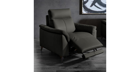 SESSEL in Echtleder Anthrazit  - Anthrazit/Schwarz, Design, Leder/Metall (107/105/98cm) - Belluti