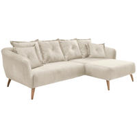 ECKSOFA in Velours Beige  - Beige/Buchefarben, Modern, Holz/Textil (277/162cm) - Livetastic
