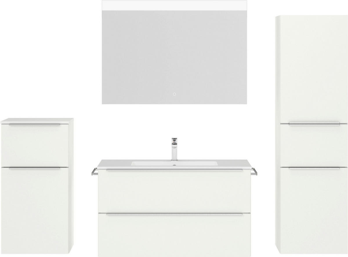 BADEZIMMER 5-teilig  in 191 cm  - Edelstahlfarben/Weiß, MODERN, Glas/Holzwerkstoff (191cm) - Nobilia