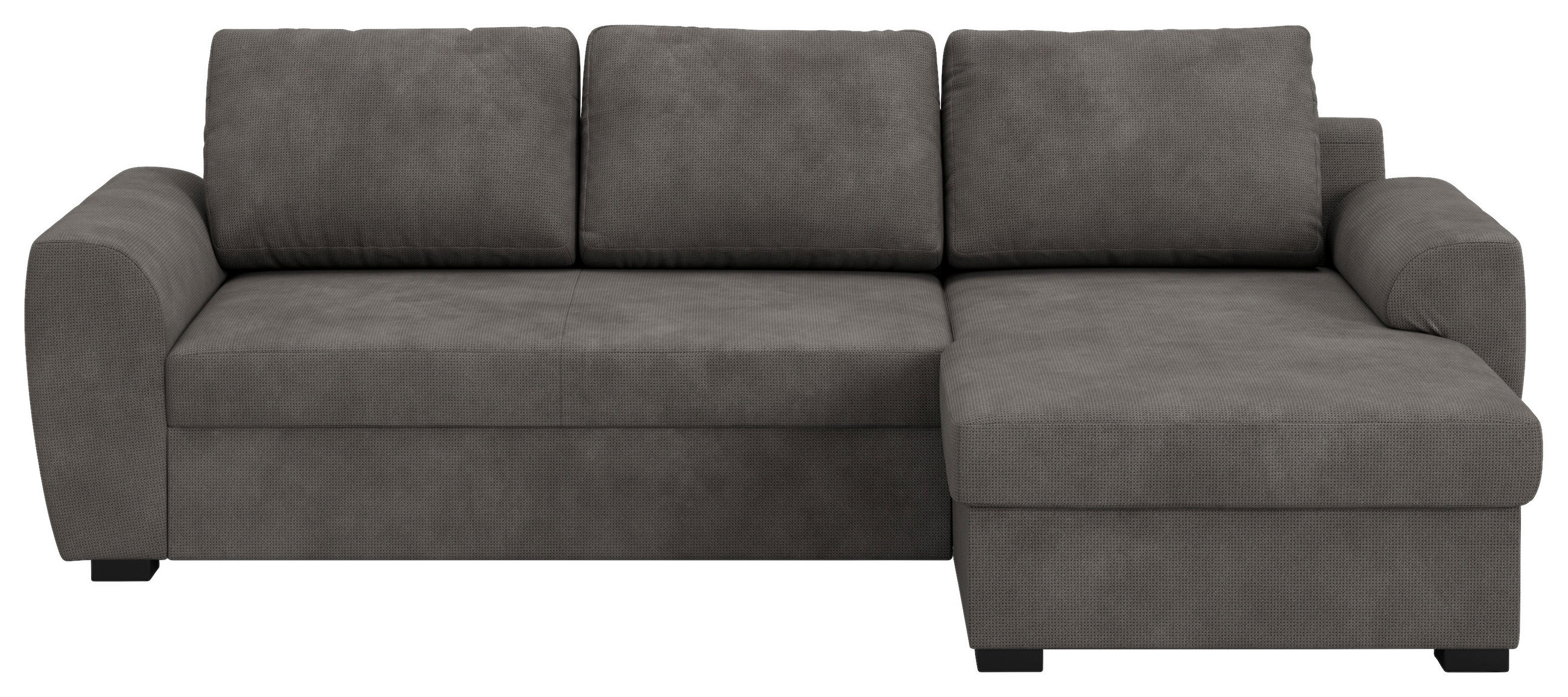 ECKSOFA Chenille Grau  - Schwarz/Grau, Trend, Kunststoff/Textil (253/154cm) - MID.YOU