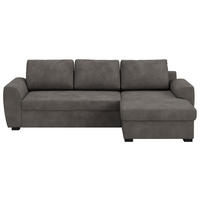 ECKSOFA Chenille Grau  - Schwarz/Grau, Trend, Kunststoff/Textil (253/154cm) - MID.YOU