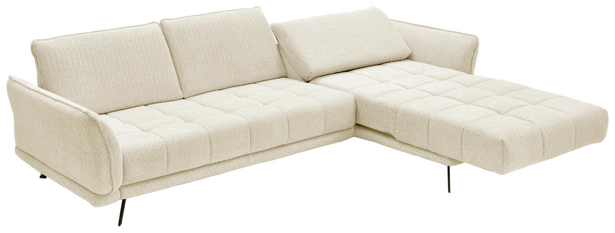 ECKSOFA Naturfarben Chenille  - Schwarz/Naturfarben, KONVENTIONELL, Textil/Metall (285/178cm) - Carryhome