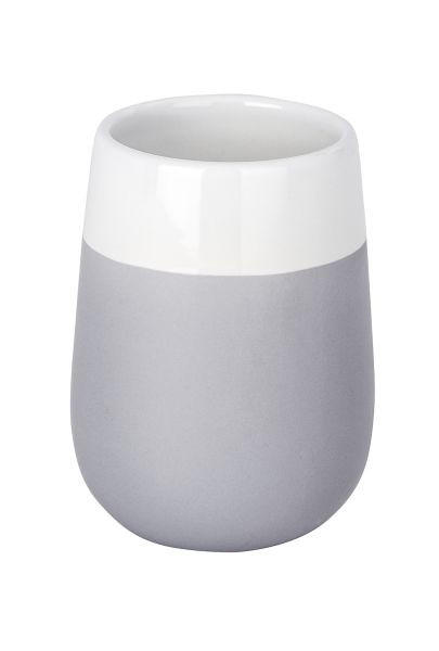 ZAHNPUTZBECHER MALTA  - Weiß/Grau, Basics, Keramik (8/11cm) - Wenko