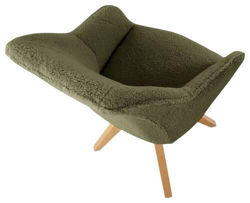 ARMLEHNSTUHL  in Bouclé, Teddystoff  - Dunkelgrün/Eichefarben, Design, Holz/Textil (60/83/65cm) - Landscape