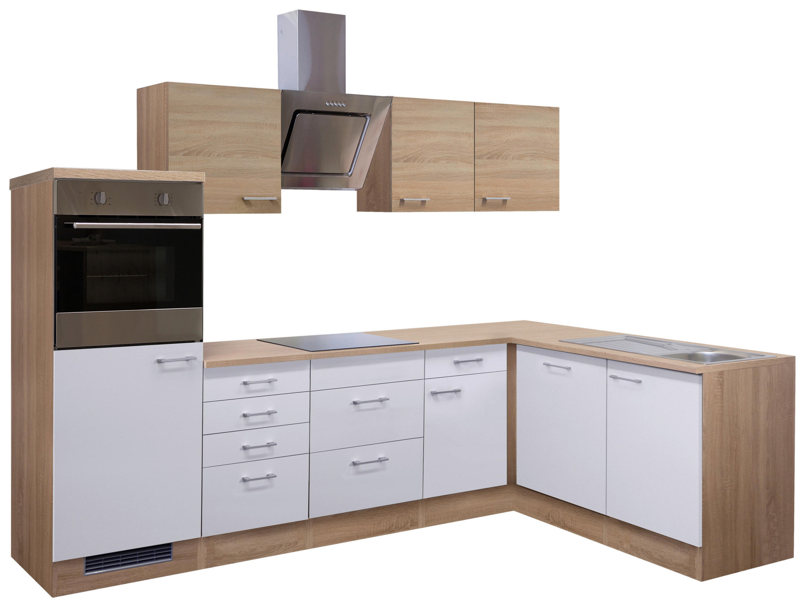 ECKKÜCHE 280/170 cm  in Weiß, Sonoma Eiche  - Alufarben/Weiß, MODERN, Holzwerkstoff/Kunststoff (280/170cm) - FlexWell