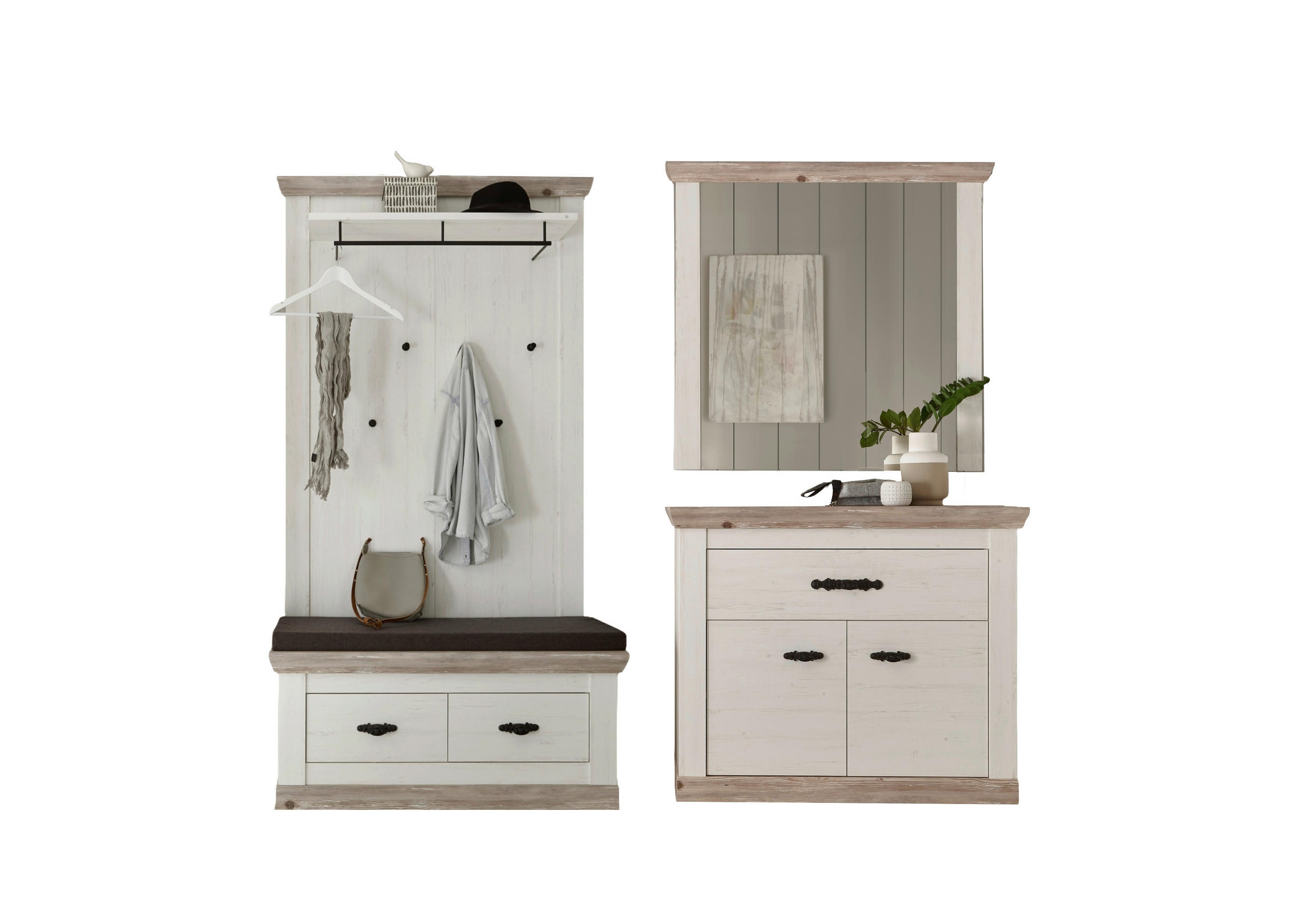 GARDEROBE 4-teilig  in 224/201/45 cm  - Hellbraun/Pinienfarben, Design, Holzwerkstoff (224/201/45cm) - MID.YOU