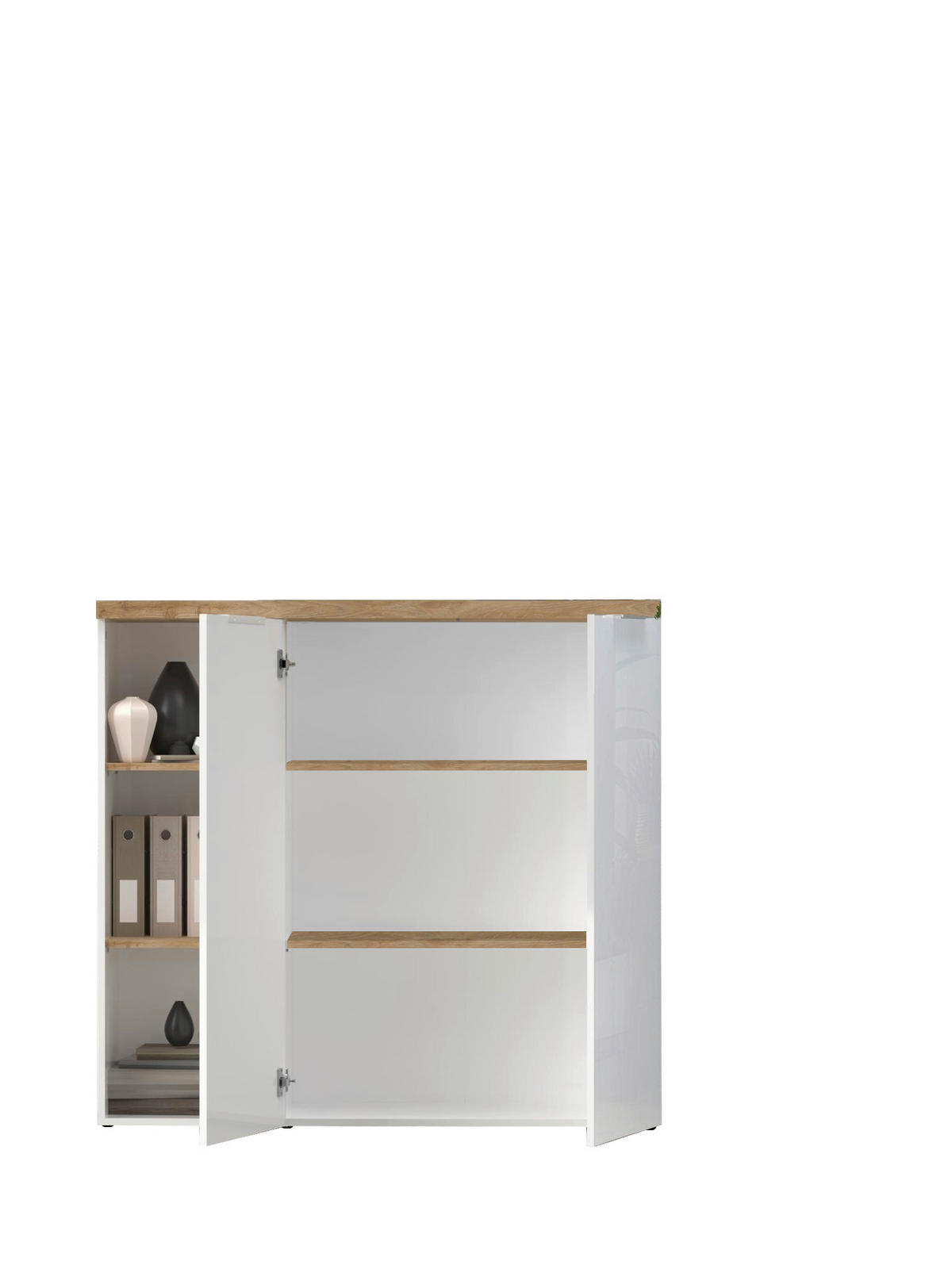 KLÄDSKÅP i ekfärgad, vit högglans  - vit högglans/ekfärgad, Modern, metall/trämaterial (121/116/34cm) - Best Price