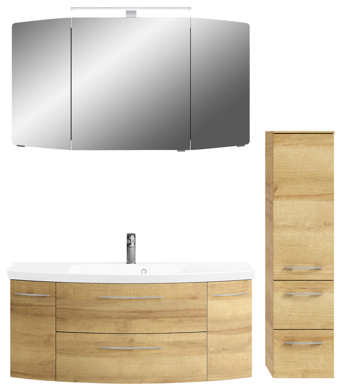BADEZIMMER 4-teilig  in 151 cm  - Chromfarben/Eichefarben, KONVENTIONELL, Glas/Holzwerkstoff (151cm) - Pelipal