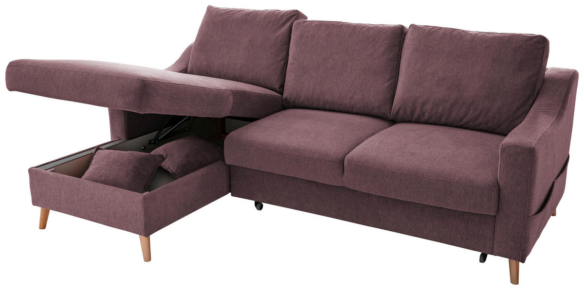 ECKSOFA  in Struktur Bordeaux  150/228 cm  - Bordeaux/Naturfarben, KONVENTIONELL, Holz/Textil (150/228cm) - P & B