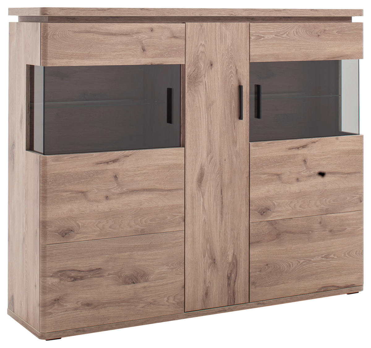 HIGHBOARD Eiche dunkel  150/124/38 cm  - Eiche dunkel/Anthrazit, Konventionell, Glas/Holzwerkstoff (150/124/38cm) - Cantus
