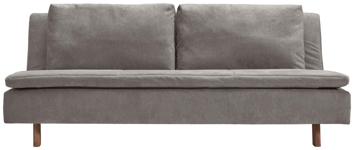 SCHLAFSOFA Flachgewebe Greige  - Greige/Eichefarben, KONVENTIONELL, Holz/Textil (205/85/98cm) - Carryhome