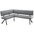 ECKBANK 165/205 cm  in Schwarz, Hellgrau  - Hellgrau/Schwarz, MODERN, Textil/Metall (165/205cm) - Cantus