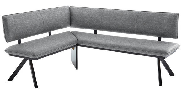 ECKBANK 140/180 cm in Schwarz, Hellgrau - Hellgrau/Schwarz, MODERN, Textil/Metall (140/180cm) - Cantus