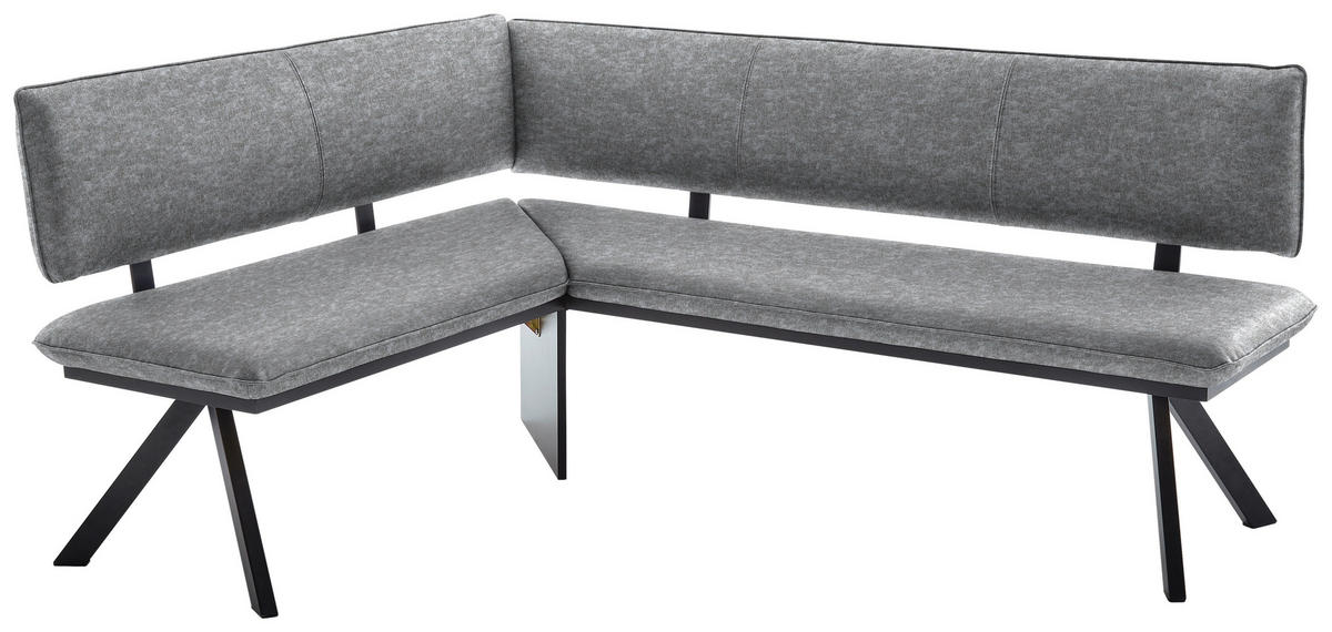 ECKBANK 150/190 cm  in Schwarz, Hellgrau  - Hellgrau/Schwarz, MODERN, Textil/Metall (150/190cm) - Cantus