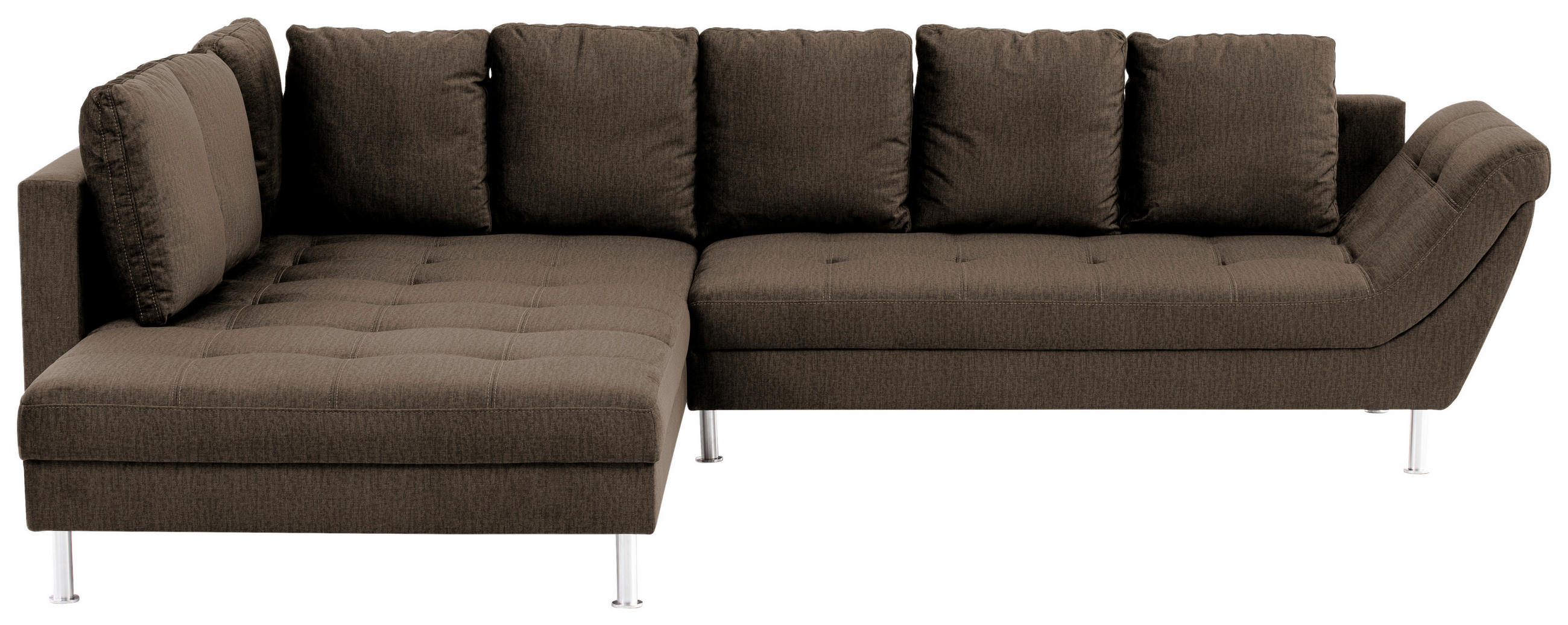 ECKSOFA Braun Velours  - Chromfarben/Braun, Design, Kunststoff/Textil (224/326cm) - Stylife