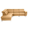 ECKSOFA in Echtleder Cognac 239/271 cm - Cognac/Alufarben, Design, Leder/Metall (239/271cm) - Cantus