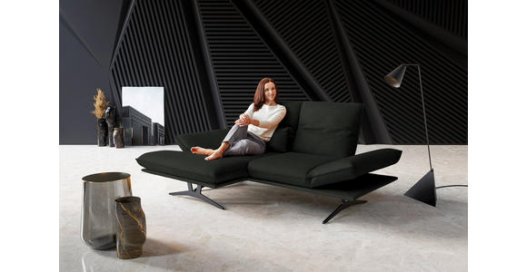 ECKSOFA in Echtleder Dunkelgrün 130/210 cm - Dunkelgrün/Gelb, Design, Leder/Metall (130/210cm) - Dieter Knoll