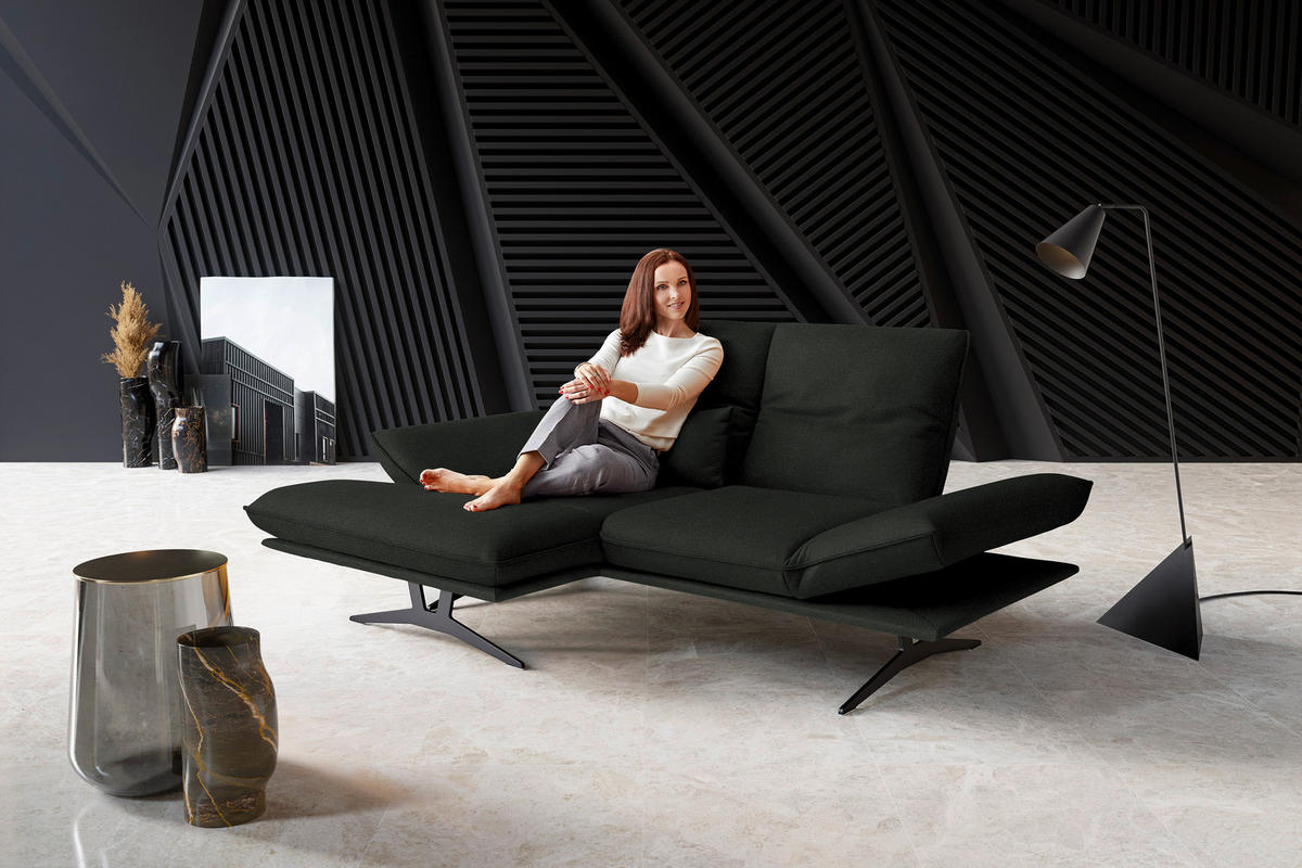 ECKSOFA  in Echtleder Dunkelgrün  130/210 cm  - Dunkelgrün/Gelb, Design, Leder/Metall (130/210cm) - Dieter Knoll