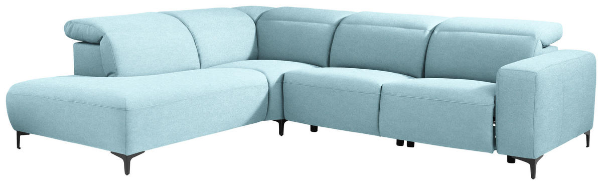 ECKSOFA Hellblau Flachgewebe  - Schwarz/Hellblau, Design, Textil/Metall (238/290cm) - Pure Home Lifestyle