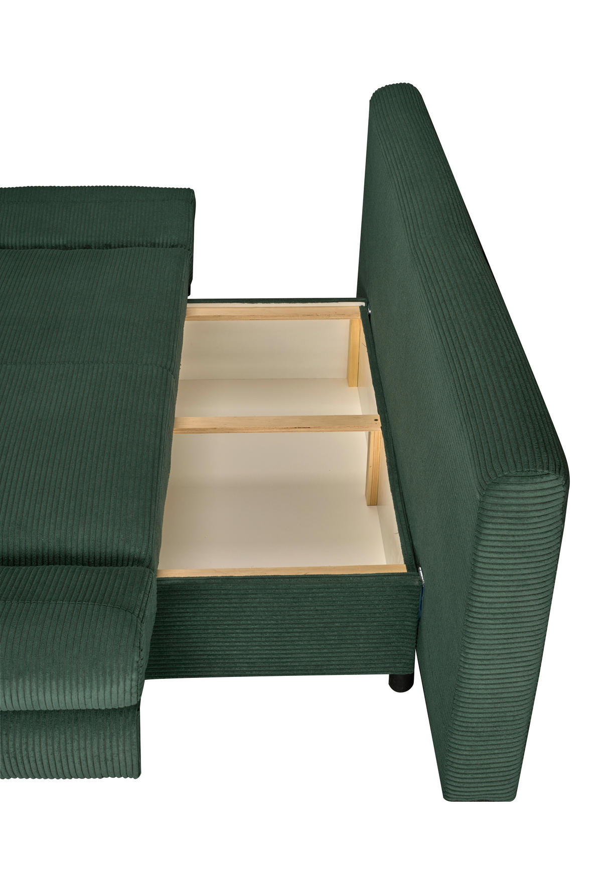 SCHLAFSOFA  mit Schlafen auf Sitzhöhe, haustierfreundlicher Bezug Cord Dunkelgrün  - Dunkelgrün/Buchefarben, KONVENTIONELL, Holz/Textil (200/75/85cm) - Carryhome
