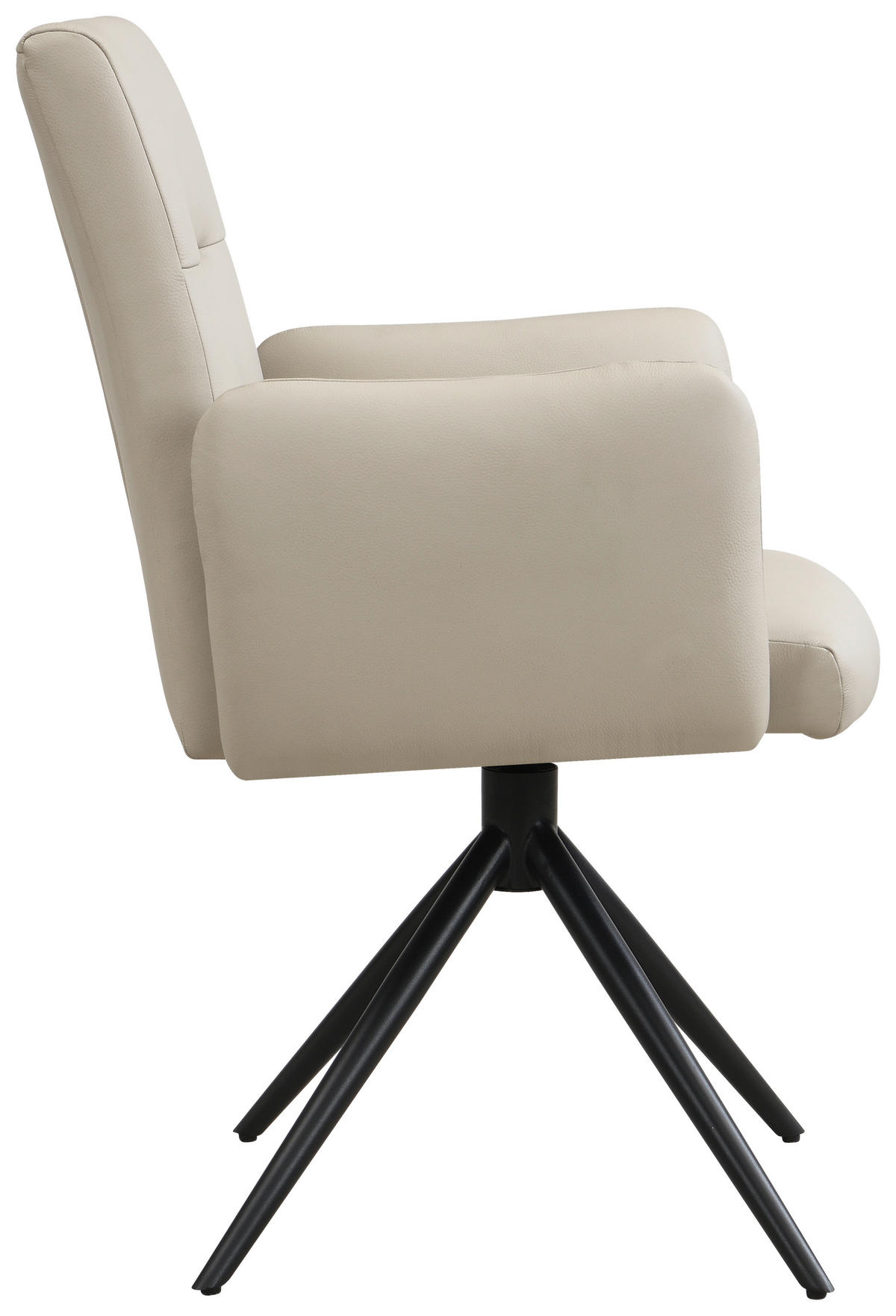 ARMLEHNSTUHL  Sitzfläche 360° drehbar, automatische Rückholfunktion  Echtleder  - Beige/Schwarz, Trend, Leder/Metall (63/89/62cm) - Novel