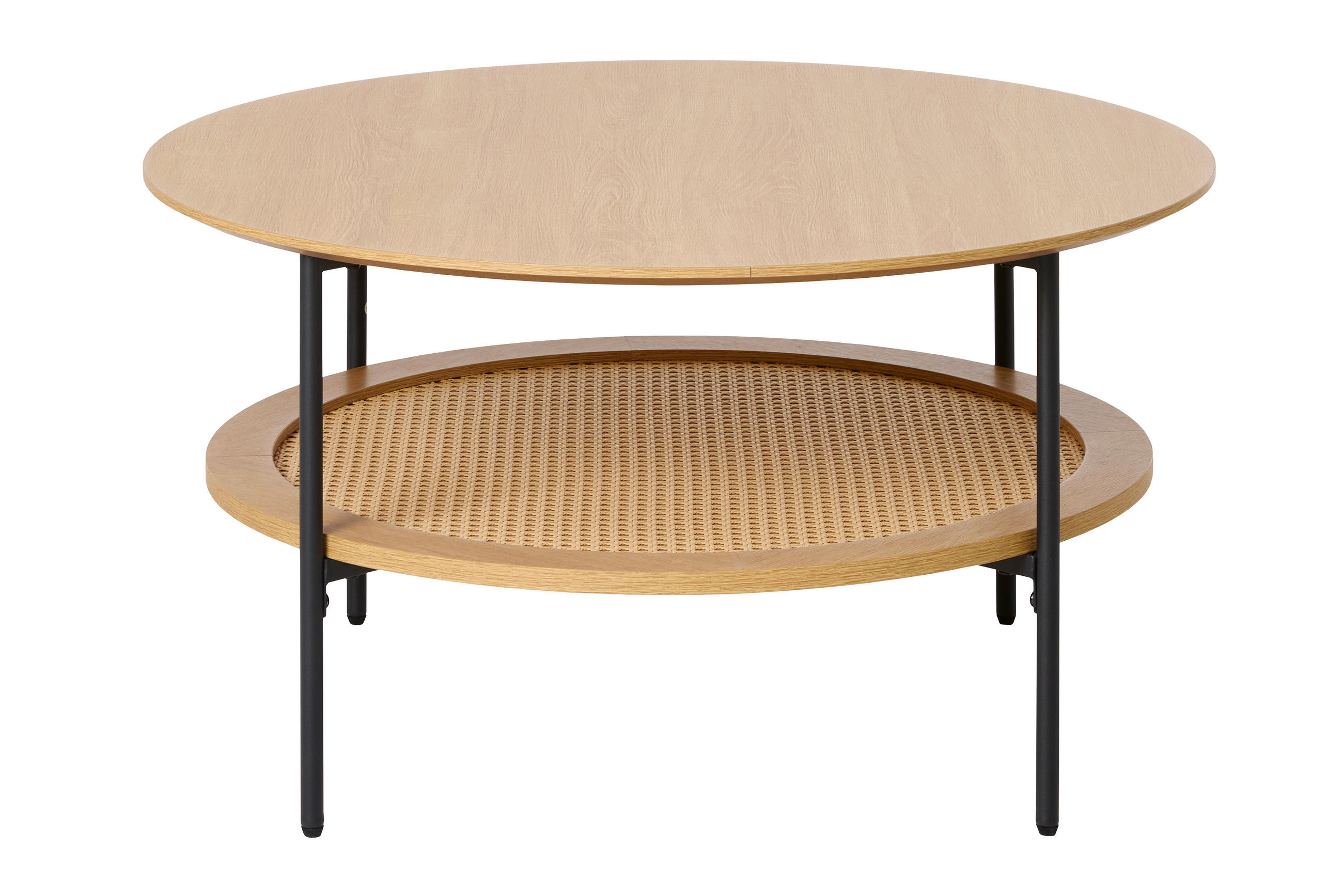 COUCHTISCH 80/80/40 cm rund Eichefarben  - Eichefarben/Schwarz, Basics, Holzwerkstoff/Metall (80/80/40cm) - Boxxx