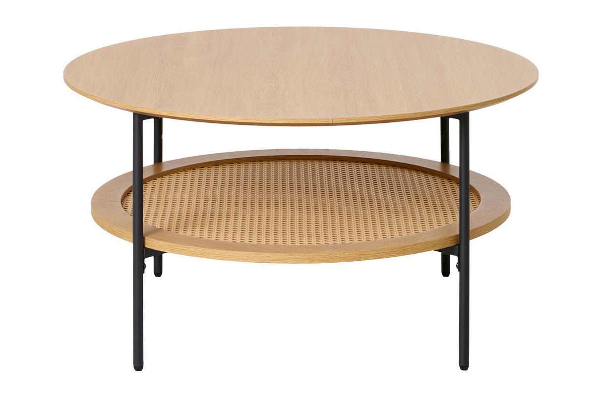 COUCHTISCH 80/80/40 cm rund Eichefarben  - Eichefarben/Schwarz, Basics, Holzwerkstoff/Metall (80/80/40cm) - Boxxx