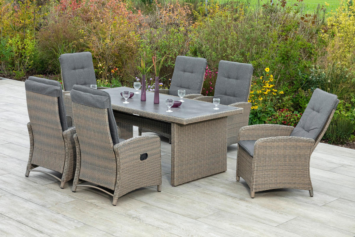 GARTENSET Aluminium  - Grau, MODERN, Kunststoff/Textil - Gardenson