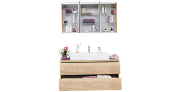 BADEZIMMER in 120 cm - Eichefarben, MODERN, Glas/Keramik (120cm) - Dieter Knoll