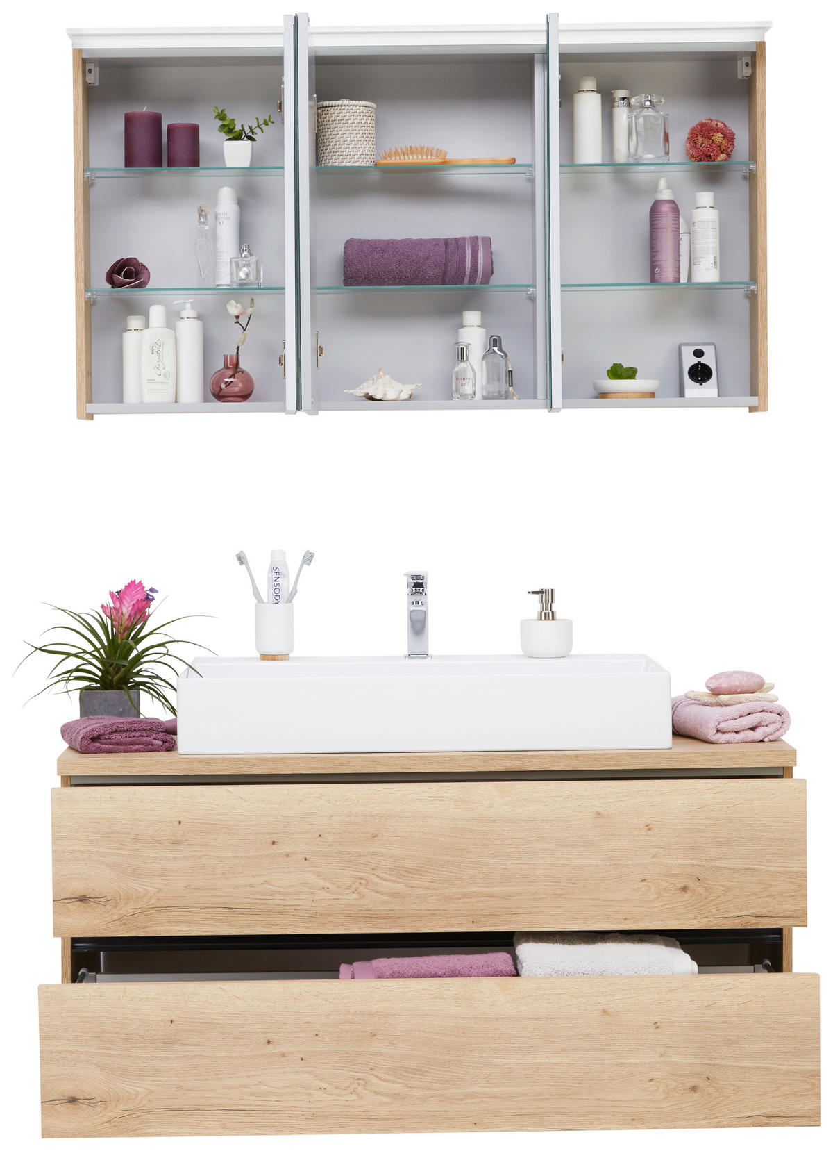 KOPALNICA  barve hrasta  - barve hrasta, Moderno, steklo/leseni material (120cm) - Dieter Knoll