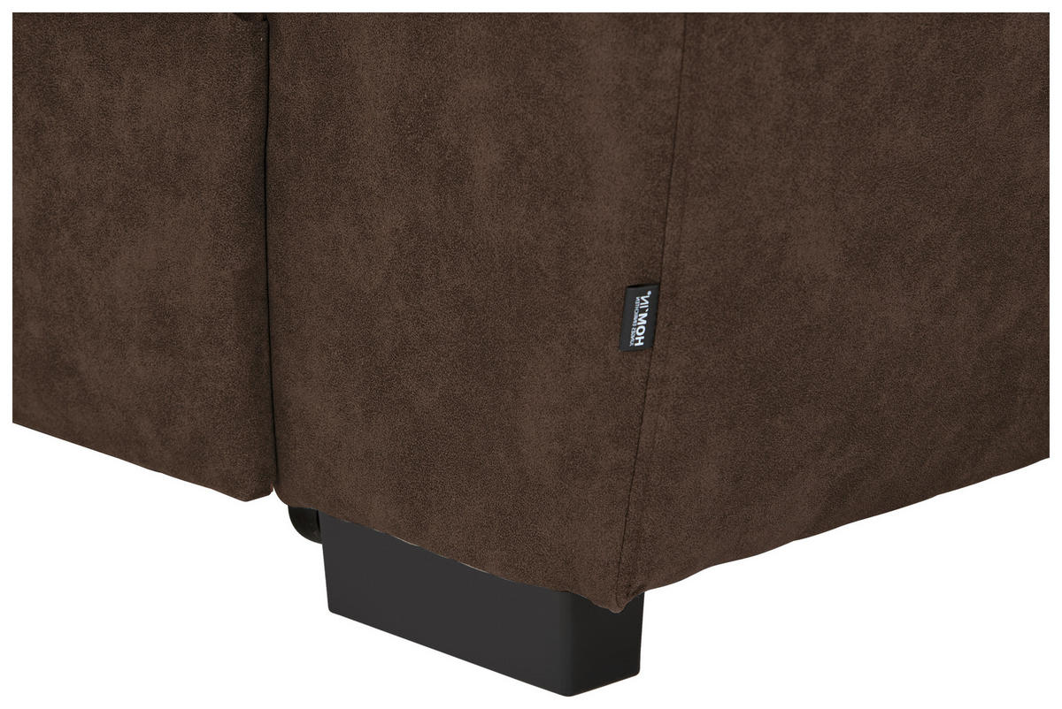 ECKSOFA Dunkelbraun Lederlook  - Dunkelbraun/Schwarz, Design, Kunststoff/Textil (230/263cm) - Hom`in