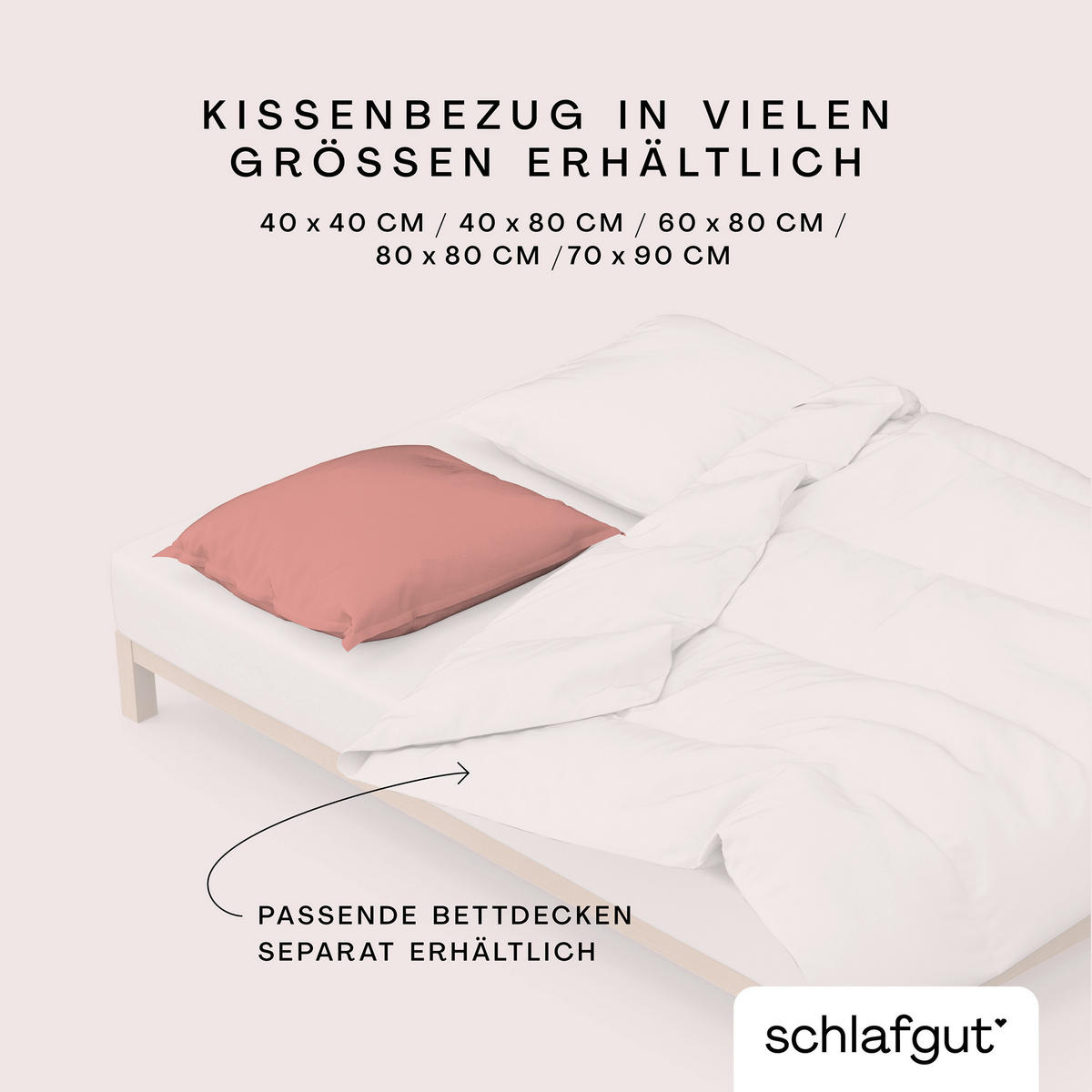 KOPFKISSENBEZUG WOVEN SATIN 80/80 cm  - Dunkelrosa, Basics, Textil (80/80cm) - Schlafgut