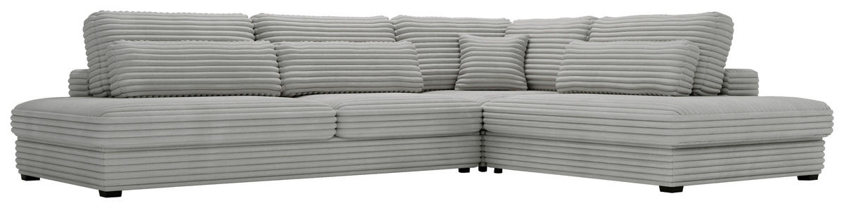 ECKSOFA in Cord, Plüsch Grau  - Schwarz/Grau, Design, Kunststoff/Textil (332/244cm) - Livetastic