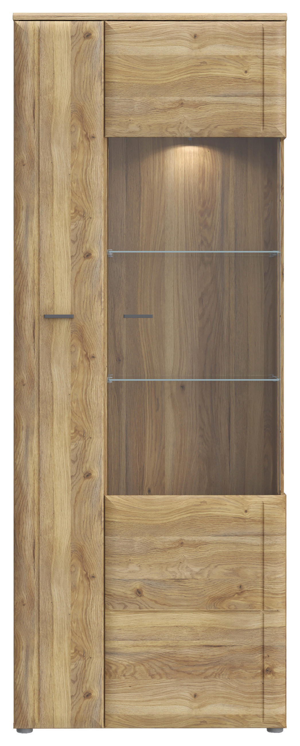 VITRINA 75,1/197,6/41,8 cm   - siva/boje hrasta, Moderno, staklo/drvni materijal (75,1/197,6/41,8cm)