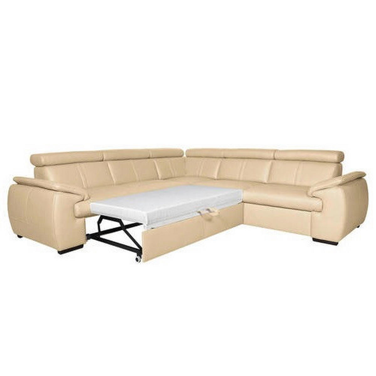 ECKSOFA Beige Echtleder  - Wengefarben/Beige, Design, Leder/Holz (265/265cm) - Livetastic